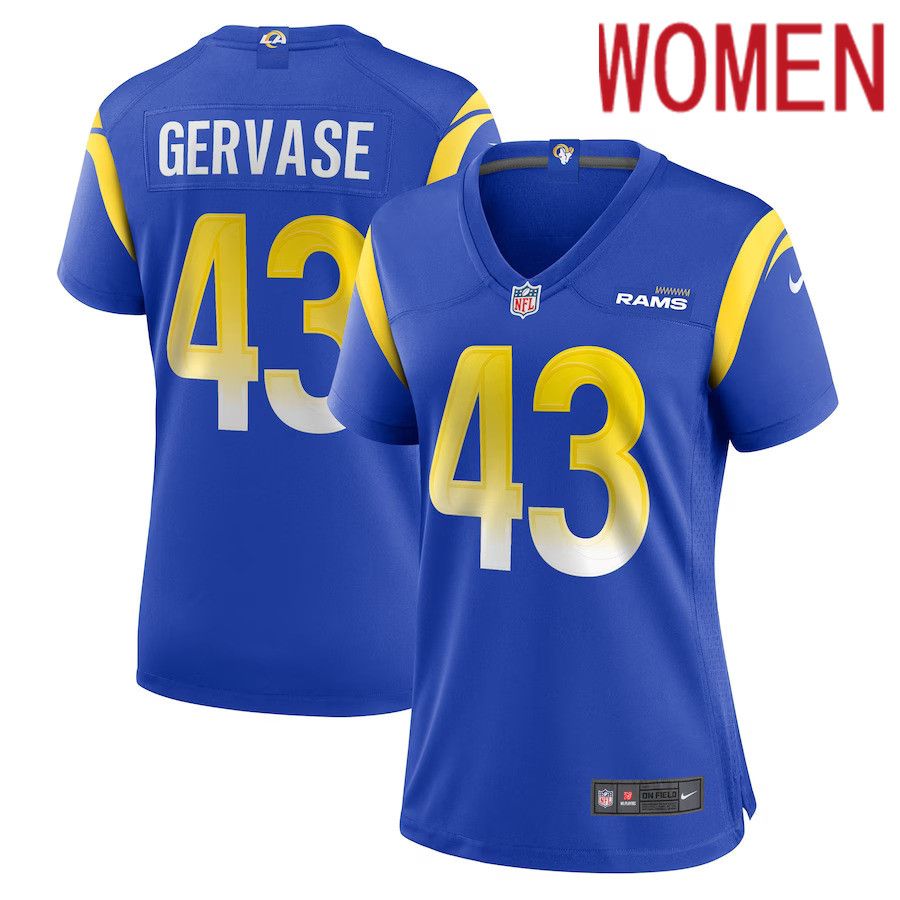 Women Los Angeles Rams #43 Jake Gervase Nike Royal Game Player NFL Jersey